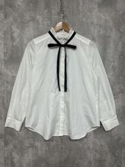 SHIPS any シップスエニィ フリル襟ブラウス 襟付きカットソー 半袖 黒 