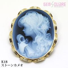 K18 イエローゴールド ストーンカメオ ペンダントトップ メノウ 5.8g 