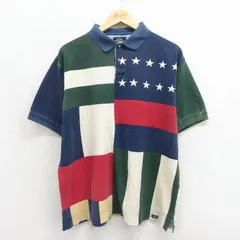 XL/古着 ドッカーズ 半袖 ブランド ポロ シャツ メンズ 90年代 90s 鹿の子 大きいサイズ マルチカラー コットン ネイビー 26jun17のサムネイル