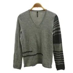 ブラックバレット バイ ニールバレット BLACKBARRETT by neil barrett ニット 薄手 ウール 2 グレー Vネック 長袖 ストライプ柄  /AY ■ECC006のサムネイル