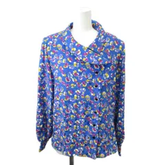 ピエールカルダン Pierre Cardin ブラウス 11 ブルー 花柄 長袖 アシンメトリーネック /NP ■ECB006のサムネイル