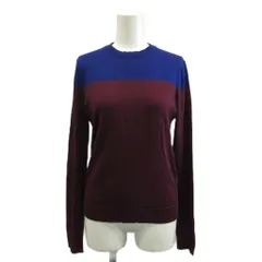 ジルサンダー JIL SANDER ニット カットソー 絹 シルク S 紺 ネイビー ボルドー カラーブロック ラウンドネック 長袖 /KK ■GY53のサムネイル