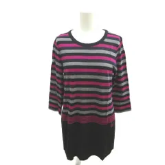 ソニアリキエル SONIA RYKIEL チュニック 38 黒 ブラック グレー 紫 パープル ボーダー柄 ラウンドネック 七分袖 /NP ■ECB006のサムネイル