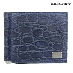 超美品 ドルチェ＆ガッバーナ DOLCE&GABBANA クロコ 本革 マネークリップ 二つ折り 財布 ロゴプレート メンズのサムネイル