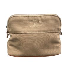 訳あり】HERMES エルメス ボリードポーチ MM ブラウン キャンバス