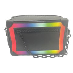 루이 비통 LOUIS VUITTON 미니 소프트 트렁크 M30351 블랙 × 멀티 타이거 가죽 남성 숄더백