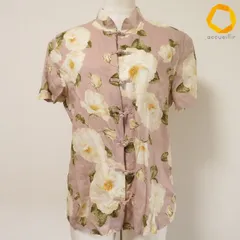 #snc インゲボルグ INGEBORG シャツ ブラウス M ピンク 黄色 半袖 マオカラー チャイナボタン 花柄 薄手 レディース [1020519]のサムネイル