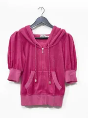 JUICY COUTURE ジューシークチュール 平成 五分袖 ジップアップ パーカー sizeS/ピンク ■■レディースのサムネイル