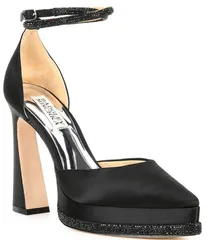 バッジェリーミシュカ レディース シューズ ヒール プラットフォーム サテン Badgley Mischka Eliana Platform Embellished Satin Pumps Blackのサムネイル