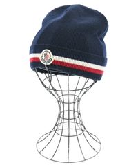 新品】 MONCLER ニットキャップ コットン ロゴパッチ ブルー - メルカリ