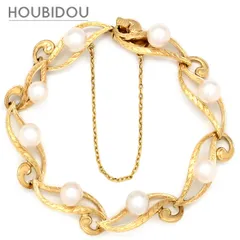 ミキモト MIKIMOTO ブレスレット あこやパール デザインブレス パールホワイト×イエローゴールド MIKIMOTO 真珠 アコヤパール 8粒 14K 14金 Au585  【中古】のサムネイル