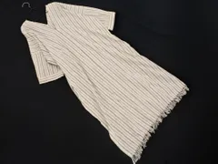 FREAK'S STORE フリークスストア リネン混 Vネック ストライプ 5分袖 ワンピース sizeF/白 ■◆ レディースのサムネイル
