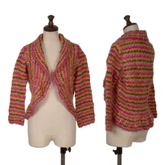 トリココムデギャルソンtricot COMME des GARCONS スパンコール装飾ボタンレスローゲージニットジャケット ピンクオレンジS位のサムネイル