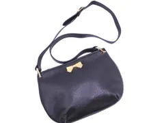 NINA RICCI ニナリッチ レザー リボン ショルダー バッグ 黒 ■■ レディースのサムネイル