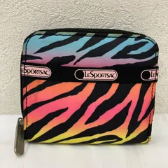 3420　LeSportsac　レスポートサック　財布　折り財布　二つ折り財布　ゼブラ　アニマル柄　ネオンカラー　レディース　軽量のサムネイル