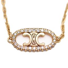 CELINE Triomphe Diamond Necklace, 18K Yellow Gold (K18YG), with Box and Case, Women's, Chain Length 40.0cm