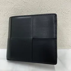 3476　【美品】　TAKEO KIKUCHI　TK　タケオキクチ　メンズ　財布　折り財布　二つ折り財布　ブラック　黒　イントレチャート　レザー　小銭入れ　カード入れ　札入れのサムネイル