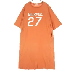 MILKFED. ミルクフェド 背番号プリント 半袖 ドロップショルダー 膝丈ワンピース Free オレンジ コットン レディース 古着のサムネイル