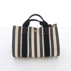 HERMES エルメス カンヌPM トートバッグ ストライプ キャンバス