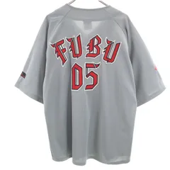 FUBU フブ バックロゴ 半袖 ベースボール シャツ L グレー メンズ 古着のサムネイル