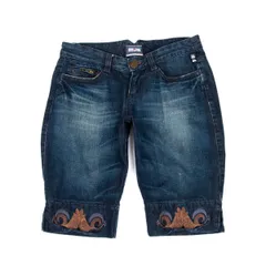 ジーンズポールゴルチエJean's Paul GAULTIER 裾刺繍デザインハーフデニムパンツ インディゴ28のサムネイル