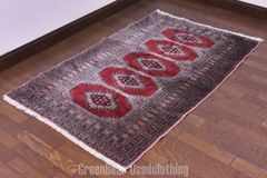 アスワン/パキスタンラグ アベッシャ ROSE 86cm×46cm 玄関マット