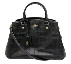 COACH クロコ型押し 2way トートバッグ ショルダー レザー 黒 - メルカリ