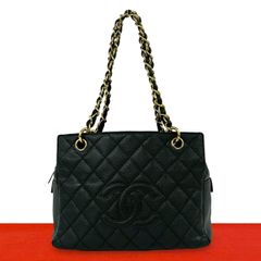 未使用級】CHANEL PST チェーントート キャビアスキン マトラッセ 黒