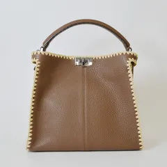 FENDI フェンディ ピーカブー エックスライト セレリア ラフィア×レザー ハンドバッグ ブラウン 8BN310のサムネイル