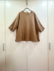 タマキニイメ玉木新雌 fuwa-T HALFSLEEVES 茶×ベージュ - メルカリ