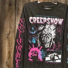 ムービー Tシャツ 長袖 ロンT クリープショー ホラー スカル 日本語 ロゴ 袖プリント 映画 洋画 黒 - 00s Mサイズ 古着 ビンテージ used vintage  p10のサムネイル