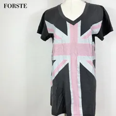 FORSTE フェアステ ユニオンジャック Vネック ロング Tシャツ チュニック丈 半袖 チャコール ピンク 国旗 Y2K  レディース オンワード 02 M 【000107】のサムネイル