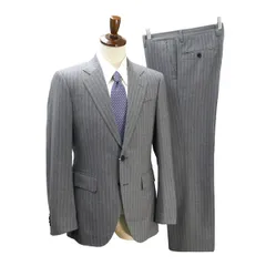 EPOCA UOMO 2つボタン シングルスーツ 袖口4つボタン YA8 XL グレー ストライプ ノータック 細身 秋冬 8VD33-308-07 6NF160 【送料無料】【中古】【メンズビジネス】202606のサムネイル