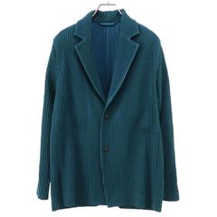 オムプリッセ イッセイミヤケ ノーカラージャケット 緑 1(Sサイズ) オムプリッセイッセイミヤケ ノーカラージャケット カーディガン 長袖