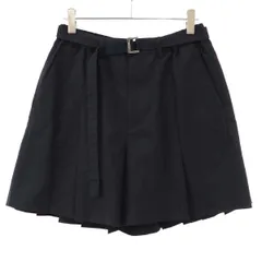 sacai サカイ 24SS Suiting Shorts ベルテッドワイドショートパンツ 24-03278M ブラック 2のサムネイル