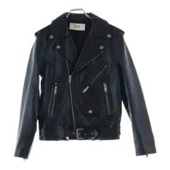 CELINE (セリーヌ) CELINE by Hedi Slimane クラシックバイカー カーフスキン ダブル レザーライダースジャケット ブラック 2E158599Eのサムネイル