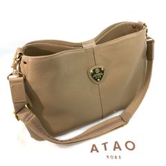 美品 ATAO エルヴィ 2wayレザー ショルダー バッグ ピンクベージュ