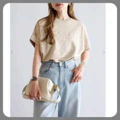 新品タグ付き　カレッジ刺繍ピグメントスウェットTシャツ　ベージュ　Bonjour Saganのサムネイル