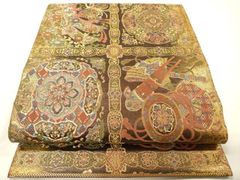 K専用中古美品 高級袋帯 鳳華秀宝文 華やか 金糸 緑地□N80624-13