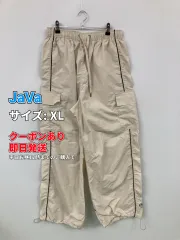 JaVa ジャバ カーゴパンツ XL アイボリー フルレングス ナイロン ワイド・ルーズ ストレート ハイウエスト ウエストゴム・紐 ライン柄 無地 レディースのサムネイル
