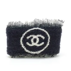 CHANEL シャネル ココマーク リストバンド フリル コットン レース ネイビー 紺 ホワイト 白のサムネイル