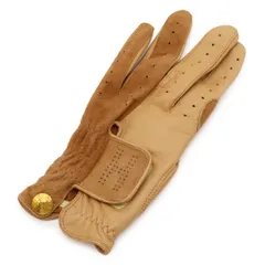 HERMES エルメス Hロゴ ゴルフグローブ 革手袋 片手用 レザー ヌバック ブラウン ベージュ系 #6 1/2のサムネイル