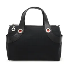 BVLGARI ブルガリ ロゴマニア トートバッグ ハンドバッグ ミニボストン キャンバス レザー ブラック 黒 シルバー金具 22748のサムネイル