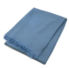 HERMES エルメス Hロゴ ストール ショール 大判 フリンジ カシミヤ80% ウール20% ダスティブルー 青のサムネイル