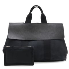□HERMES（エルメス）良品 / キャンパス×レザー /ハンドバッグ / 黒