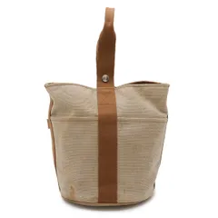 HERMES エルメス サクソーMM ハンドバッグ トートバッグ バケツ型 トワルアッシュ ベージュ ブラウン 茶 シルバー金具のサムネイル