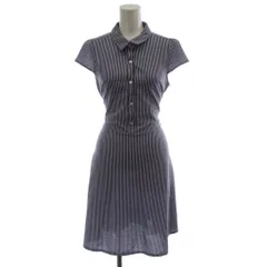 マッキントッシュ MACKINTOSH シャツワンピース 38 紺 白 半袖 ひざ下丈 ストライプ /GG6のサムネイル