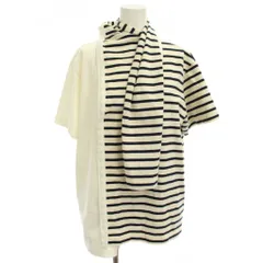 ジェイダブリューアンダーソン JWアンダーソン J.W.ANDERSON Striped Jersey Tee With Draped Scarf Tシャツ 白 紺 ボーダー柄 半袖 JE03219A /JP33のサムネイル