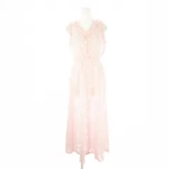 イヴサンローラン YVES SAINT LAURENT Lingerie ネグリジェ ナイトウエア ルームウェア M ピンク シアー Vネック ノースリーブ ジャカード ローズ 花柄 5100 /CK2 ■ECC006のサムネイル