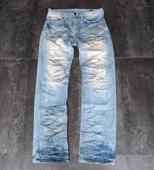 5351 Pour Les Hommes Navy Flare Denim Jeans Snake Skin Patch Mens